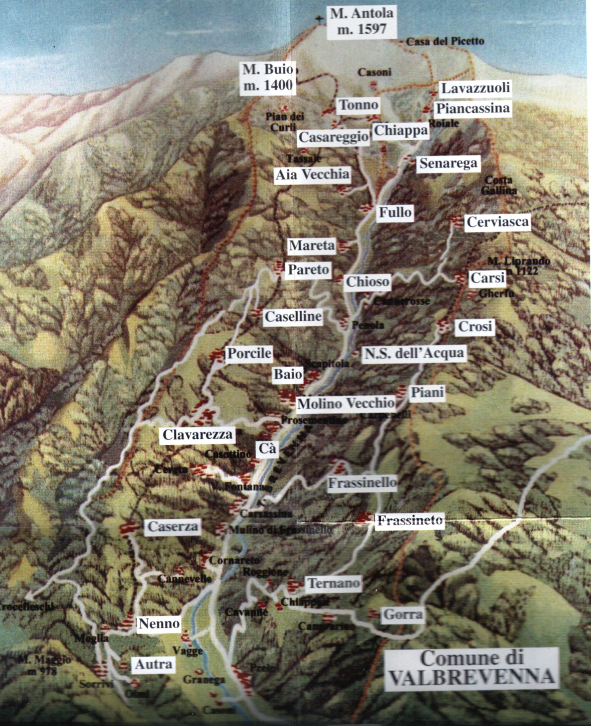 Cartina della Valbrevenna